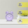 thumbnail image 3 of Reloj despertador ruidoso para dormitorios con personas que duermen mucho, reloj despertador analógico, reloj despertador pequeño, diseño retro para niños, 3 pulgadas, morado, 3 of 5