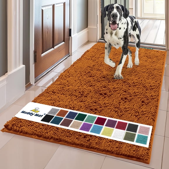 Muddy Mat® AS-SEEN-ON-TV Tapete para puerta y alfombra para mascotas de microfibra altamente absorbente, área lavable gruesa antideslizante y tapete de baño de chenilla suave para cocina, baño, dormit
