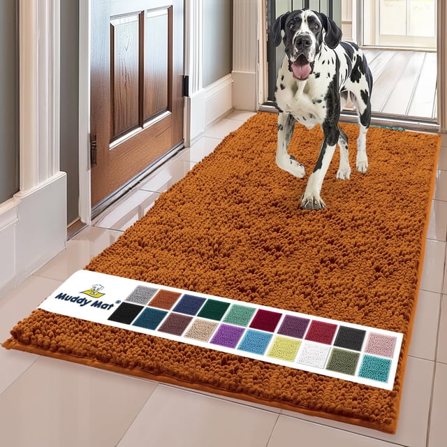 Muddy Mat® AS-SEEN-ON-TV Tapete para puerta y alfombra para mascotas de microfibra altamente absorbente, área lavable gruesa antideslizante y tapete de baño de chenilla suave para cocina, baño, dormit