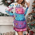 thumbnail image 2 of Birthday Cake with Lit Candles Women Elegant Long Sleeve Warm Dress Autumn Winter Sweater Dress Casual Pullover Mini Dresses, 2 of 7