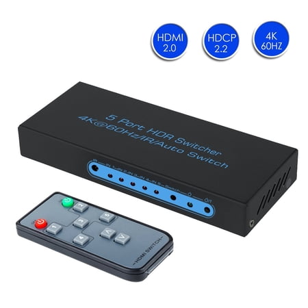 4K@60Hz HDMI Switch 5x1 FiveHome 5 Port HDMI Switcher Support Auto Switch