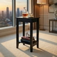 thumbnail image 4 of Demi Bonn End Side Table, Bed and Sofa Side Table, 2-Tier Nightstand End Side Wooden Legs Table, for Living Room, Bedroom, Black, 4 of 8
