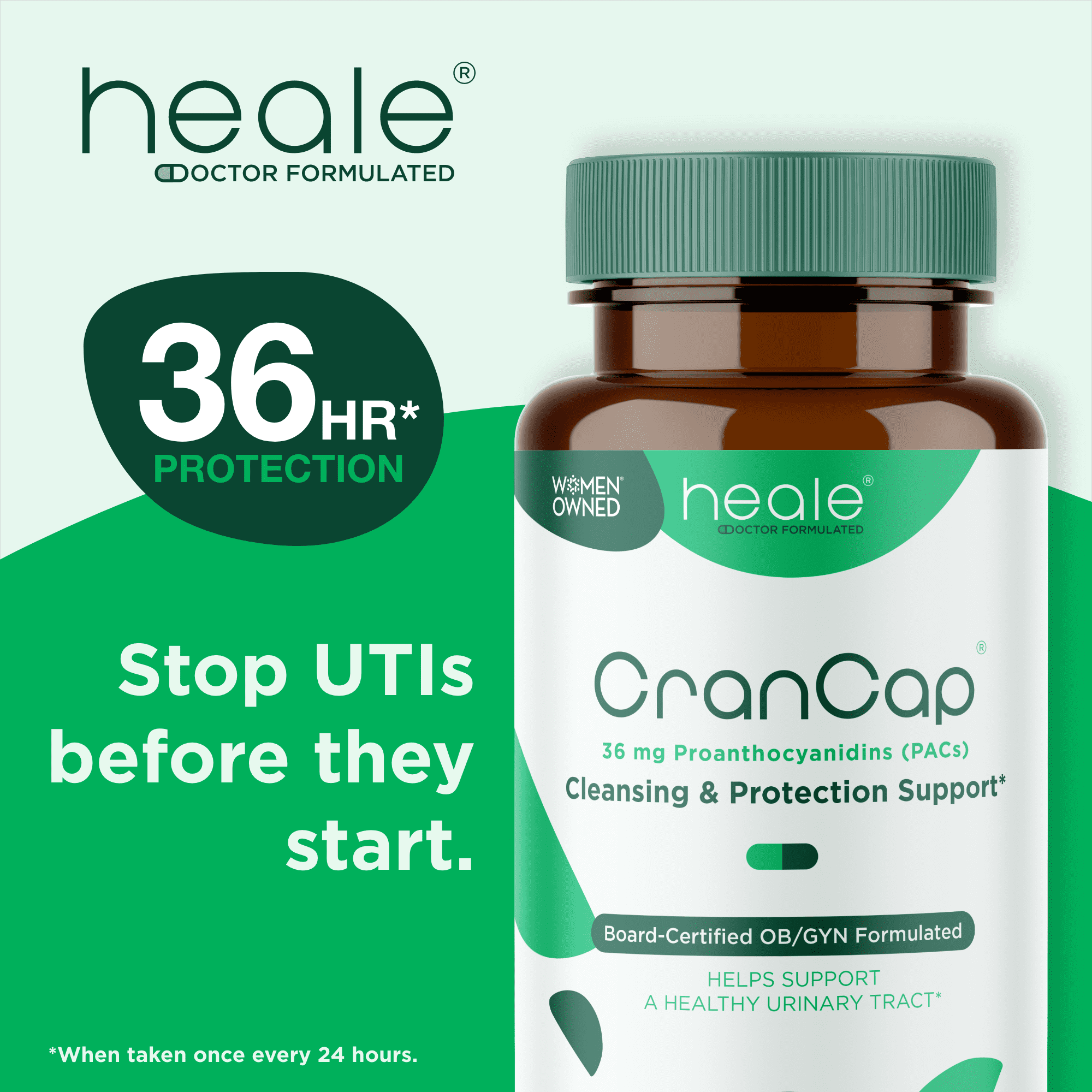 Heale - Cranberry Pills - 36mg PAC - Urinary Tract Support, 30 count