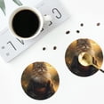 thumbnail image 4 of Sigee Lakeside Flower Field Cat for Water-Resistant, Heat-Resistant, Non-Slip Leather Coasters Set, Ideal for Coffee Table, Office, Bar, Home Decor-Round Shape, 4 of 6
