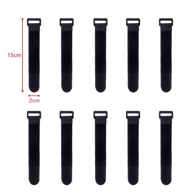 Magic Tape 10Pcs Reusable Hook Loop Nylon Straps Reverse Colored Fastening Tape Self Adhesive Cable Ties Wrap Bundle Fixed Ties 1500754-length 15cm width 2cm