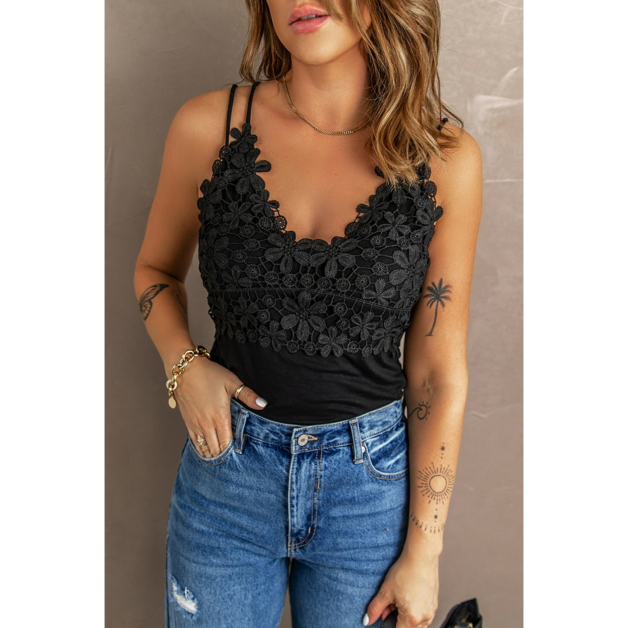 Black strappy top hotsell