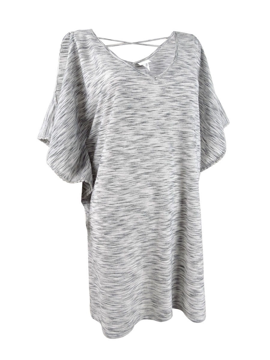 Dotti Women's Cold-Shoulder Solid Sandstone Dress Swim Cover-Up (S, Grey)
