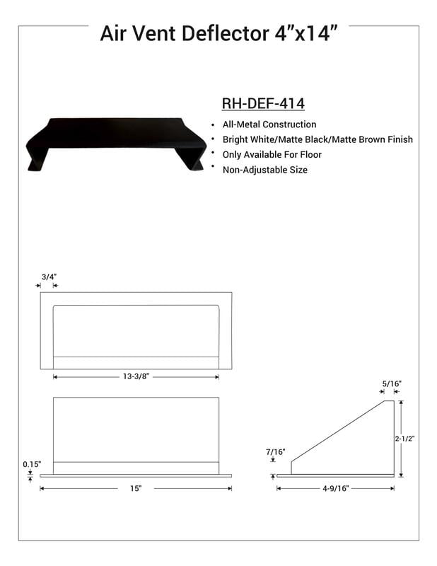 Solid Metal Deflector 4"x14" Unbreakable Cast Aluminum | Air & Heat Diverter