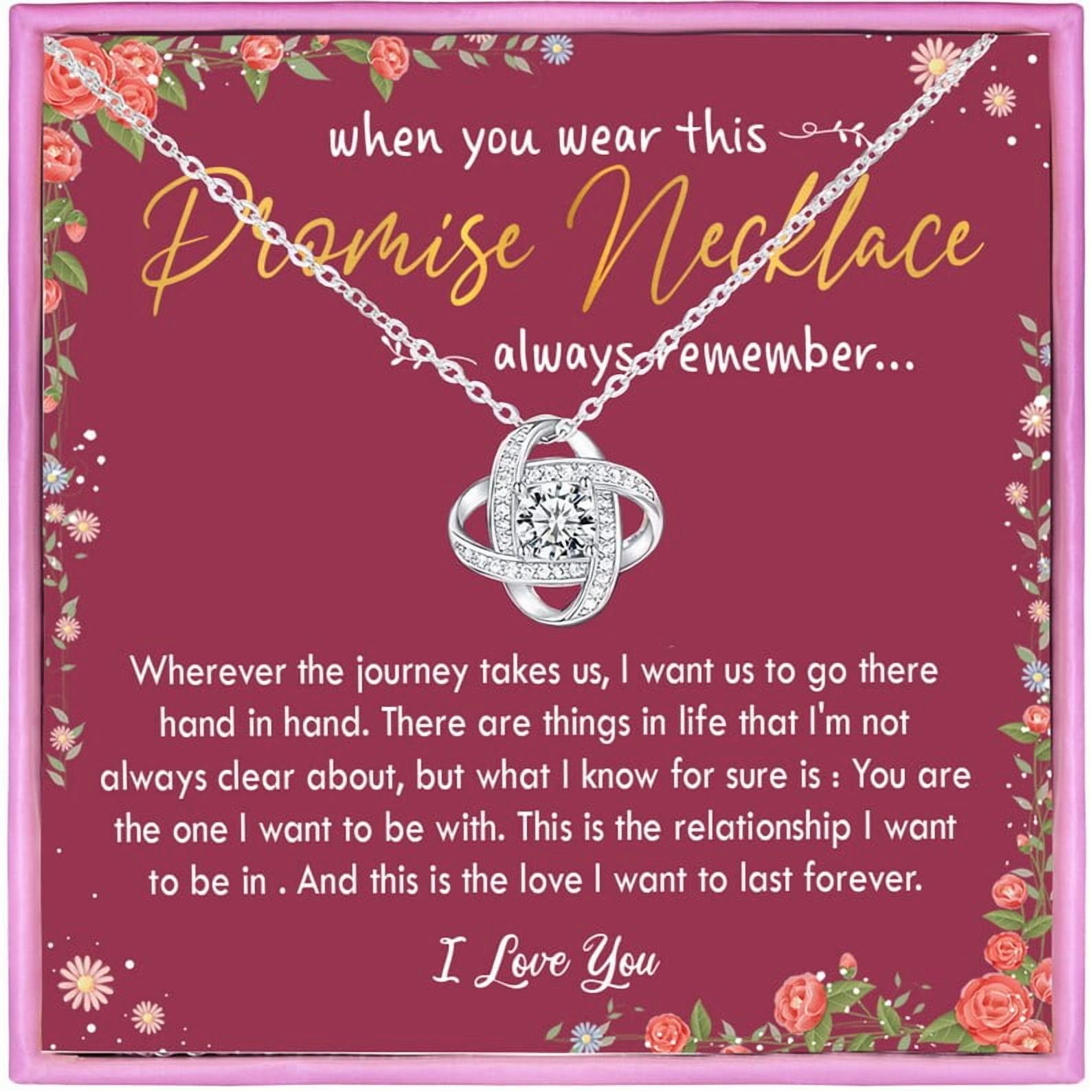 To Girlfriend Promise Necklace, You Are The One I Want To Be With Love Knot Necklace Girlfriend, Anniversary Valentine Day Her, White Love Knot Necklace