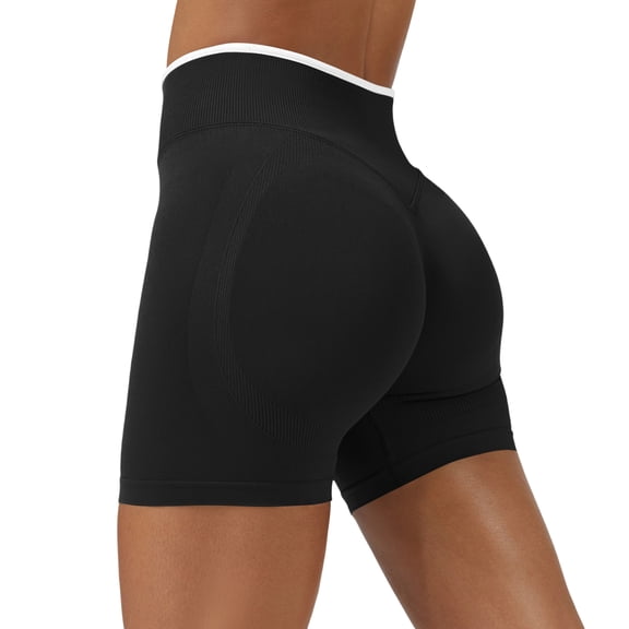 LWavelet Women's High Waisted Butt Lifting Workout Shorts Tummy Control Gym Yoga Shorts for Summer Activewear Black XS