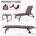 thumbnail image 3 of Patio Chaise Lounge Chair with Wheels, Set of 2 Outdoor Lounge Chairs with Table and Adjustable Backrest, Waterproof Poolside Lounge Chairs, 3 of 6