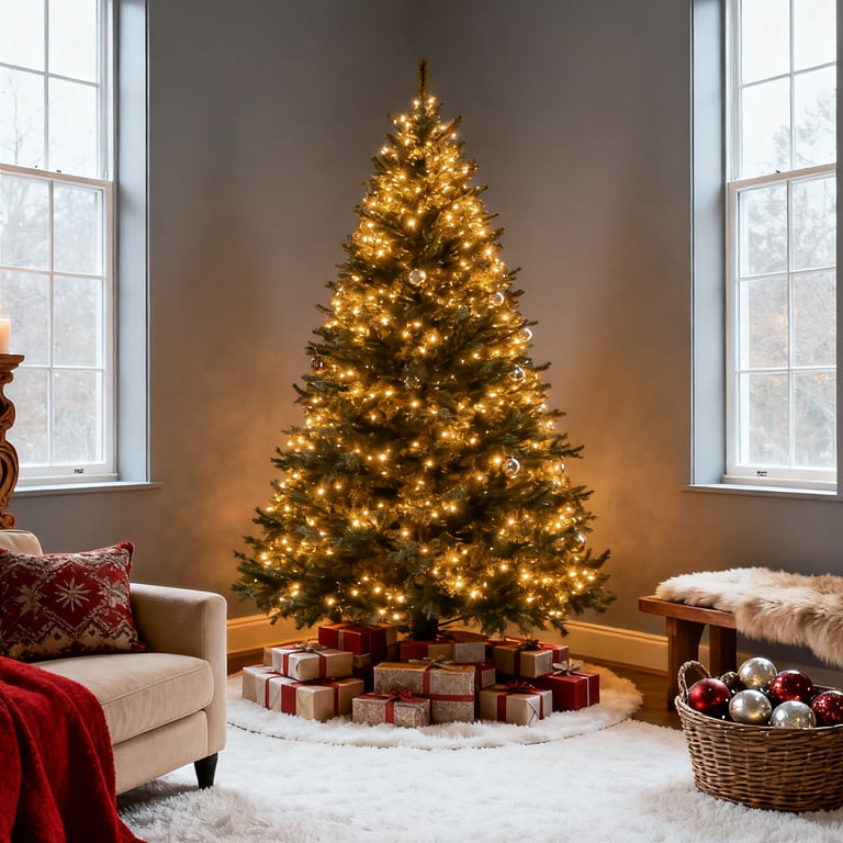 DAYBETTER 6ft Christmas Tree Artificial, Pre-lit with 250 LED Warm