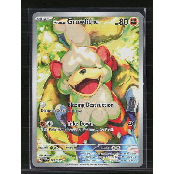 2024 Twilight Masquerade Hisuian Growlithe Secret Rare Holo #181/167 English Pokemon Card