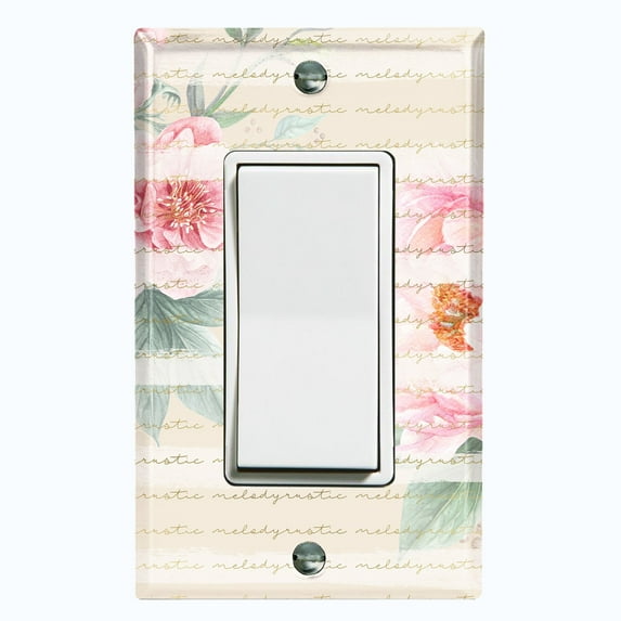 Metal Light Switch Plate Cover Elegant Floral Musical Damask Beige FLW115