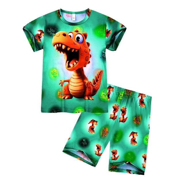 Tenue d'Été pour Petit Garçon, T-Shirt à Col Rond à Manches Courtes avec Dessin Animé, Hauts, Shorts Décontractés, Petit Frère, Tenue pour Petit Garçon 5-6 Ans