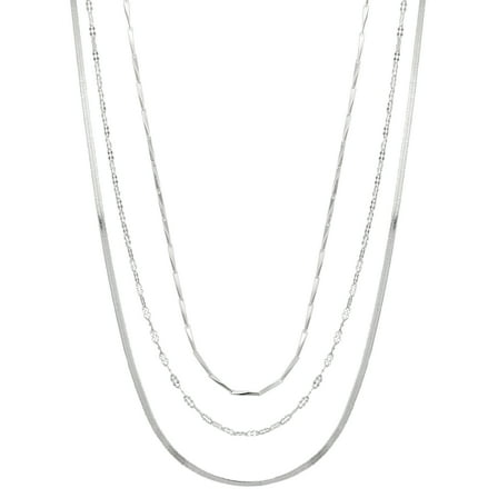 Believe by Brilliance Women's Fine Silver Plated Multi-Length Chain Set, 16 2", 18 2", 20 2" Extender
