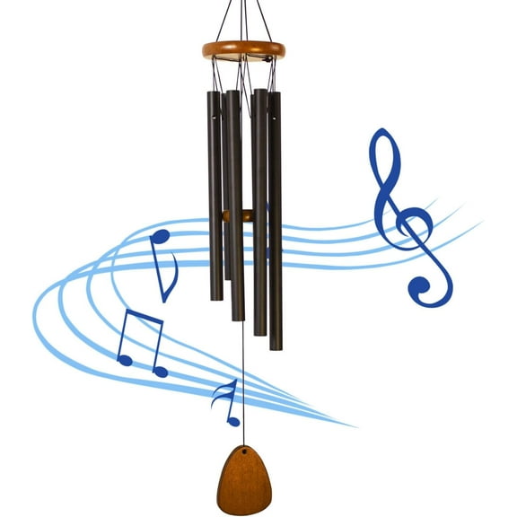 26.8" Aluminium Wind Chimes Outside, Soothing Melodic Wind Chime, Suitable Outdoor Garden Patio Decor, Black