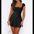 thumbnail image 4 of Minivestido de Verano 2025 con Escote Cuadrado, Espalda Descubierta, Corte A, Color Negro, Talla M, 4 of 7