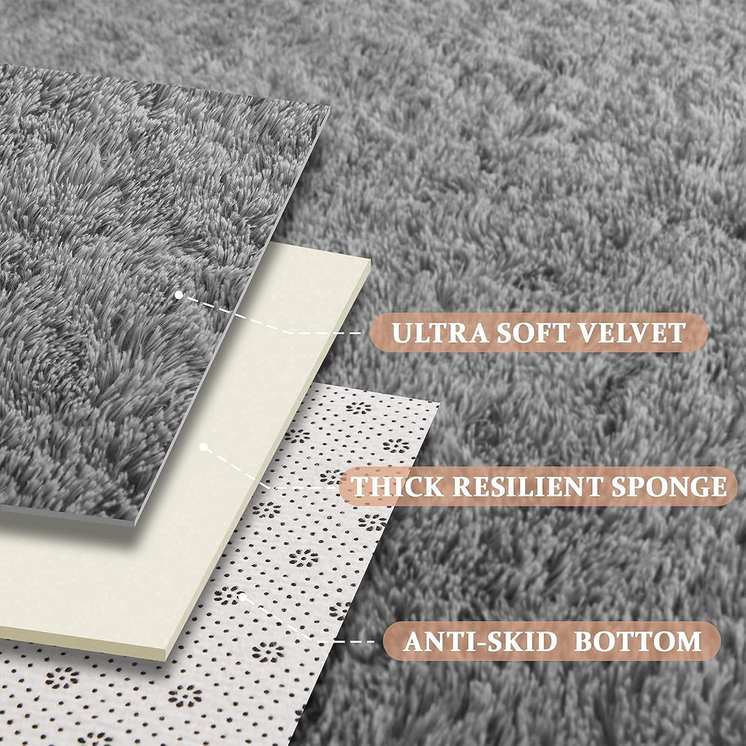 Area Rugs for Living Room Bedroom, 4'x6' Soft Fluffy Shag Indoor Floor Carpet for Living Room Bedroom Dining Room Office Home Decor, Dark Gray