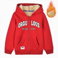 thumbnail image 2 of zuwimk Toddler Boys Fleece Fuzzy Warm Bear Ear Hoodies Jacket Zipper Side Pockets Winter Clothes Coat(5-6 Years,Red), 2 of 8