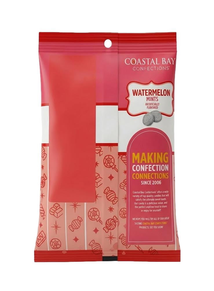 Coastal Bay Confections Watermelon Mints Hard Candy, Individually Wrapped Watermelon Mint Candy, 4.5 oz Bag