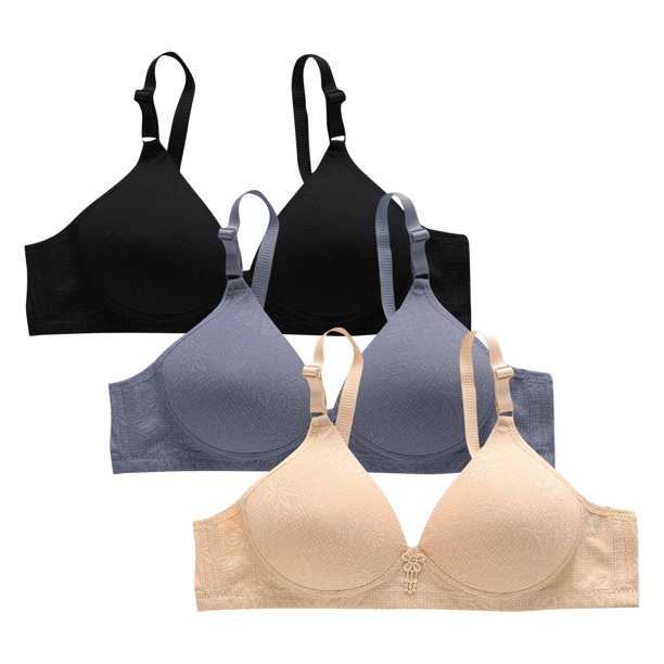 Puntoco Sujetadores sin aros para mujer, estilo sin aros de acero, estampados, con botones en el medio, transpirables, para uso diario