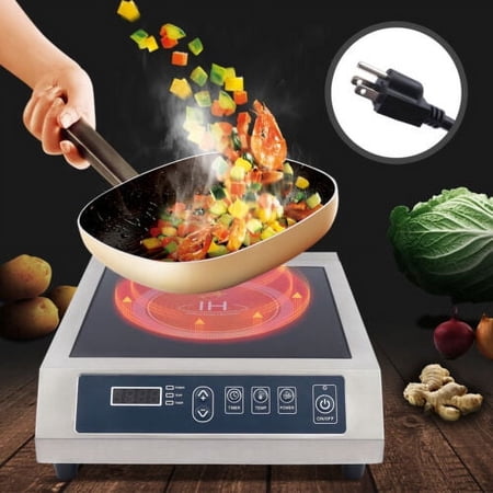 1800W Commercial Countertop Burners Induction Cooktop Hot Plate Stainless Steel