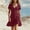 Wine, variant on Button up Dress Wedding Guest Dresses for Women Solid Color Short Sleeve V Neck Ruffle 2026 Summer Ladies Dresses for Date Night and Dinner