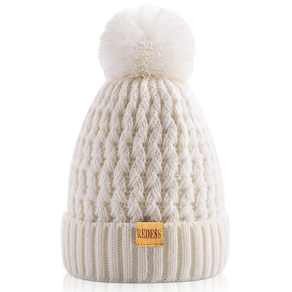 REDESS Kids Winter Beanie Hat, Knit Skull Cap for Girls Boys 3-9 Years Old