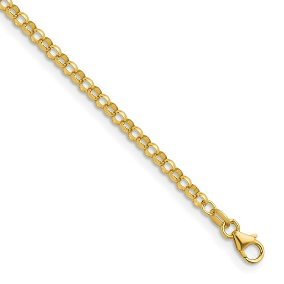 Auriga Fine Jewelry 18K Yellow Gold Polished 3.3 mm Solid Rolo Chain Necklace for Women 16"