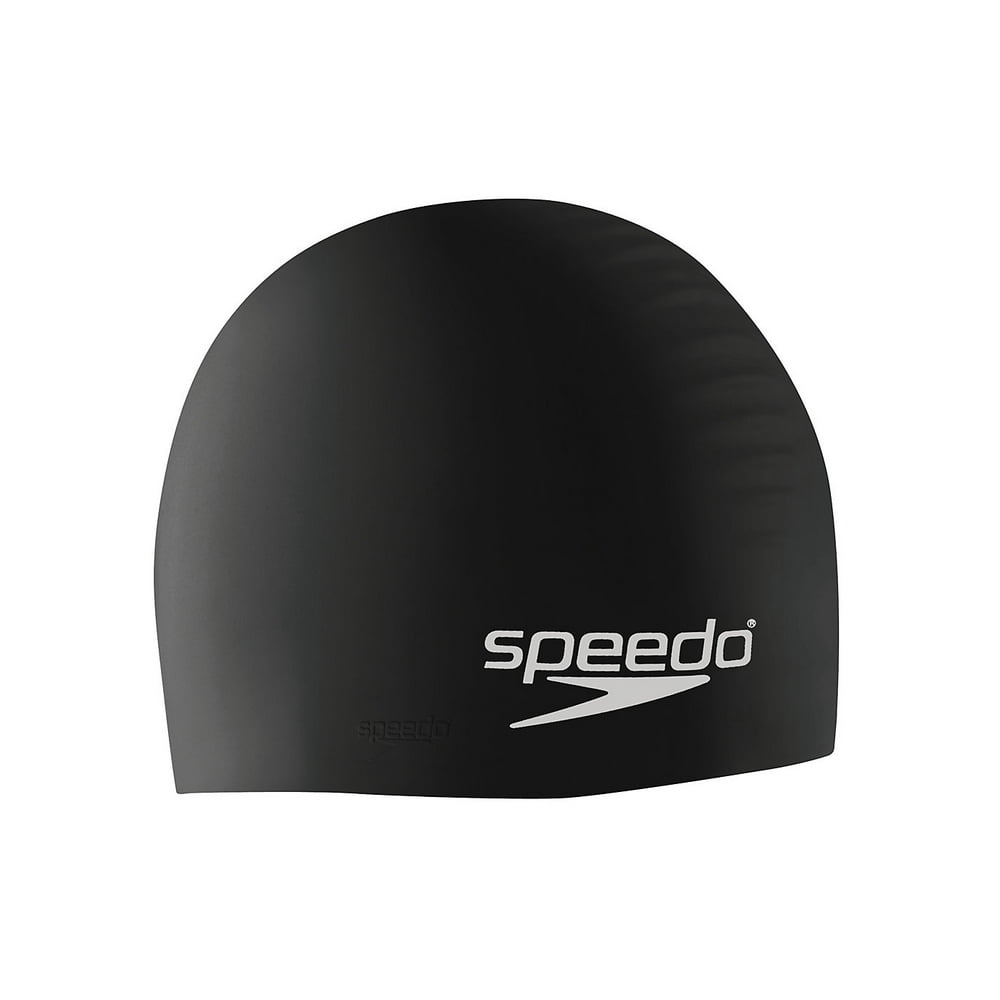 Speedo Jr. Solid Silicone Swimming Dome Swim Cap Black, OneSize Stretch Fit
