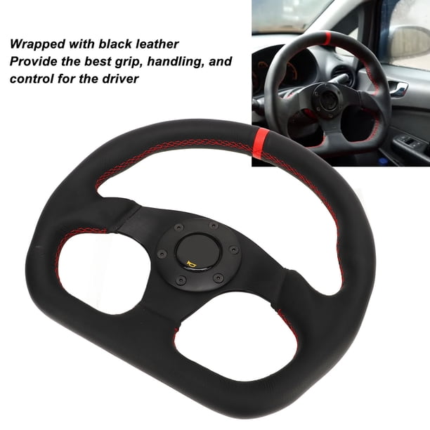 Volant Sport Type D En Cuir Premium – Design Racing Élégant, Prise En Main Parfaite, Noir & Rouge Pour Tuning Auto