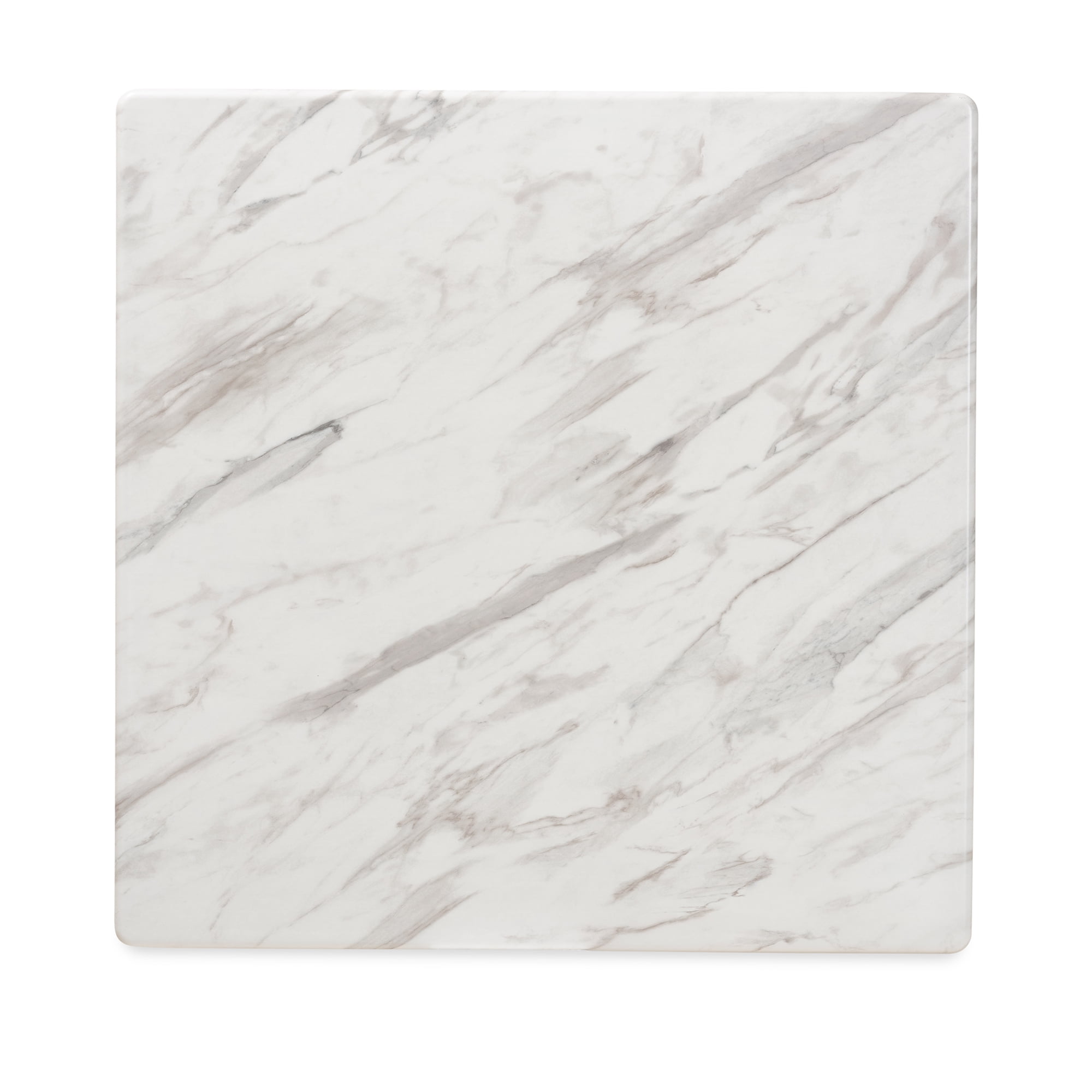 Baxton Studio Select Indoor Mid-Century Square Marble Dining Table, Walnut Brown/White