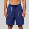 thumbnail image 2 of KPOPLK Mens Fishing Shorts Drawstring Stretch Waist Work Short Summer Casual Sports Athletic Safari Biking Street Beach Wear Size XL,Navy, 2 of 5