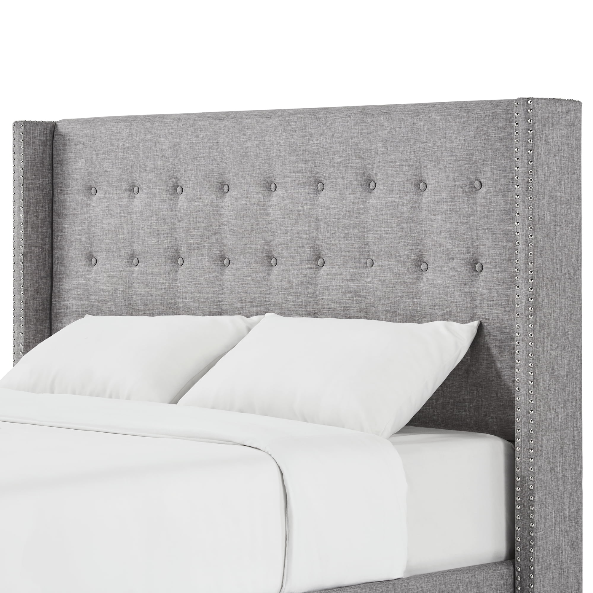 Weston Home Atchison Linen King Wingback Headboard, Gray