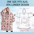 thumbnail image 4 of Oversized Wearable Blanket Hoodie,Pink Cow Strawberry Pattern Sherpa Blanket Hoodie with Super Pockets,Super Warm Fuzzy Pullover for Women & Men, 4 of 6