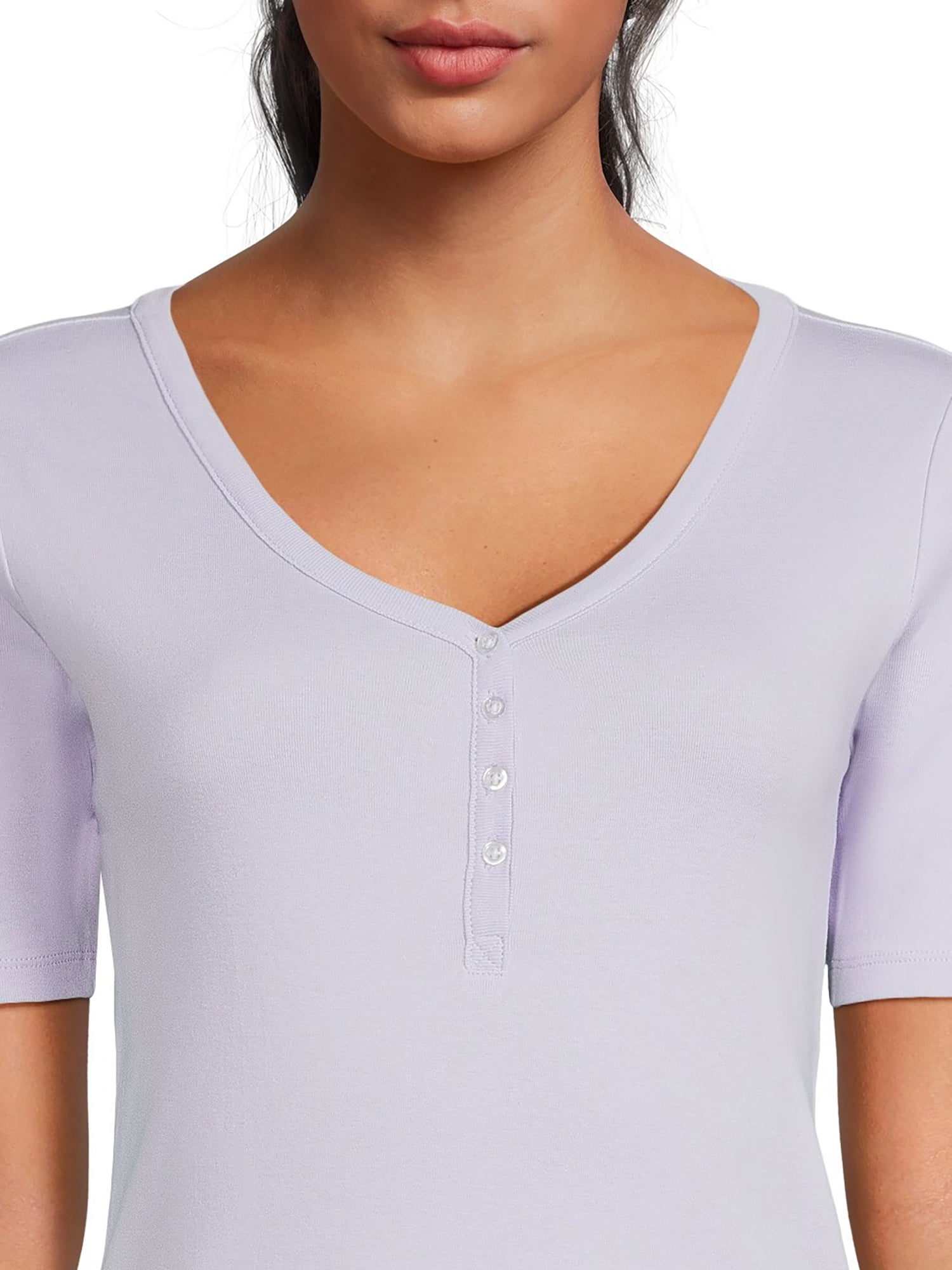 RealSize Women's Ribbed Henley Shirt, Sizes XS-3XL