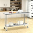 thumbnail image 2 of Gymax 24'' x 60 '' Stainless Steel Work Table Kitchen Prep Work Table w/ wheels Silver, 2 of 9