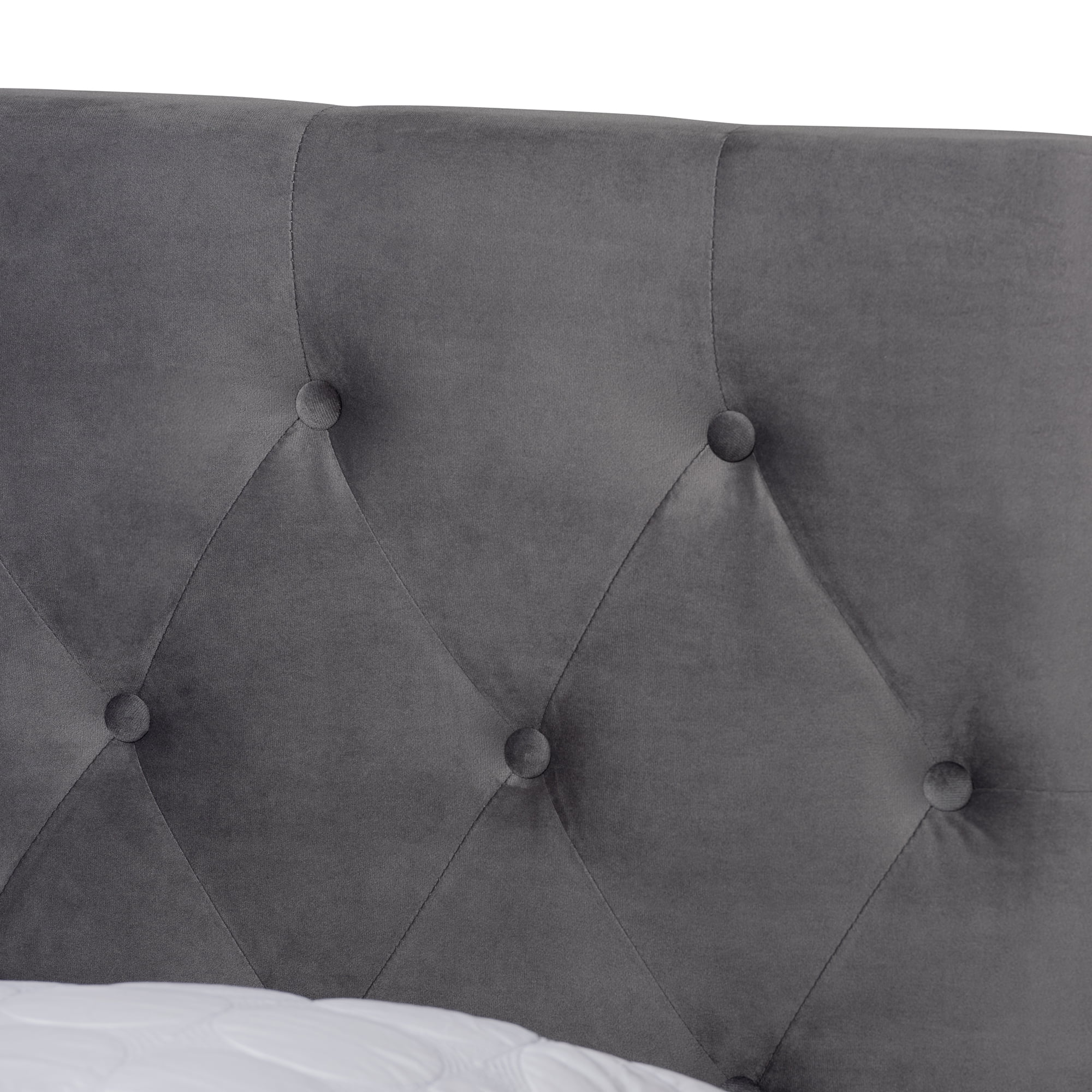 Baxton Studio Caronia Modern and Contemporary Grey Velvet Fabric Upholstered 2-Drawer King Size Platform Storage Bed