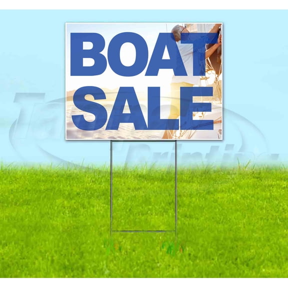Boat Sale (18" x 24") Yard Sign, Includes Metal Step Stake