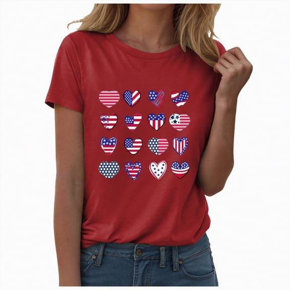 Duqingm Usa Shirt 250 Anniversary USA Shirt Women 4th of July Shirts 1776-2026 251th Birthday T-Shirt Patriotic Shirts Tops Red,XL