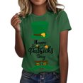 thumbnail image 4 of 2 Pack(Vert 1PCS & Noir 1PCS) Multipack Spandex Tee Haut Femme Fête de la Saint-Patrick Chemise Décontractée Chapeau Imprimé Chemise Manches Courtes Col Rond Blouse Haut Décontracté, 4 of 8