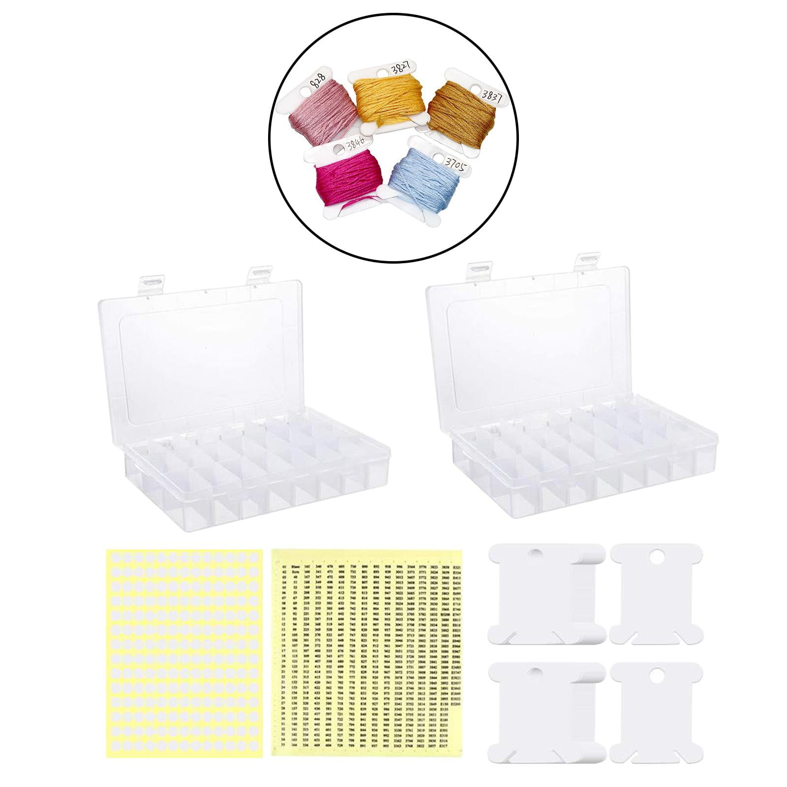 Embroidery Floss Organizer Box - 2pcs 24 Compartments with 150 Floss Bobbins and