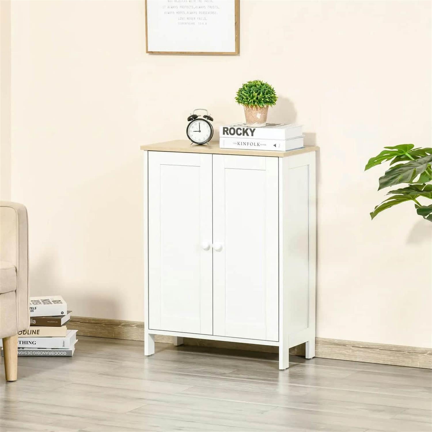 Demi Bonn 31" Storage Cabinet, Dual Door Cupboard with 2 Adjustable Shelves, Living Room, Bedroom, Hallway, Space-Saving Storage, White