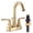 Brushed Gold, variant on Sunrinx 8 Inch Widespread Bathroom Faucet Brushed Nickel 3 Hole Dual Handle Swivel High Arc Drain