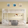 thumbnail image 2 of Leumius Full XL over Queen Bunk Bed,Heavy Duty Metal Bunk Beds for Adults and Kids,Floor Bed Frame with Ladder and Safety Guardrails, Easy Assemble,White, 2 of 11