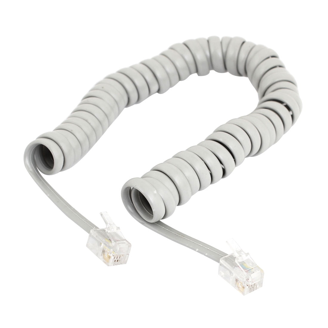 Unique Bargains Light Gray Stretchy RJ9 4P4C Handset Telephone Coiled