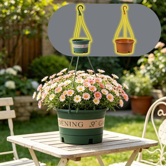 Nkmbld Hanging Baskets for Plants Outdoor, Plastic Hanging Planters with Hook, Self-Watering Empty Flower Pot for Window Porch Patio Garden Yard Decor