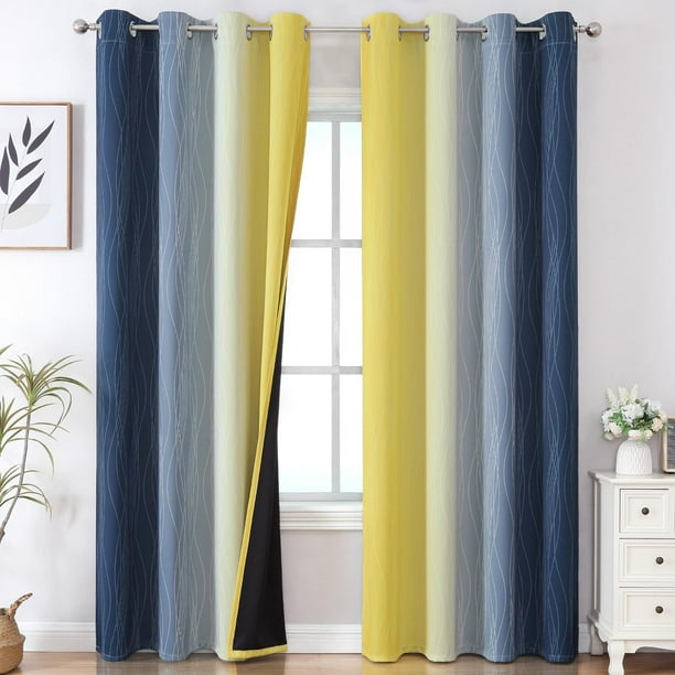 Cortina Estelar Textiler Ombre azul marino amarillo 132 x 244 cm