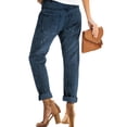 thumbnail image 3 of DYMADE Womens Street Style Cowboy Mid Waist Pockets Straight Fit Demin Abrasions Jeans, 3 of 3